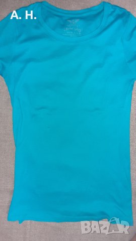Синя памучна дамска тениска, снимка 1 - Тениски - 22113416