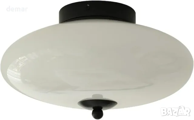 LED осветително тяло за вграждане, 12 W, бяло стъкло и черна основа