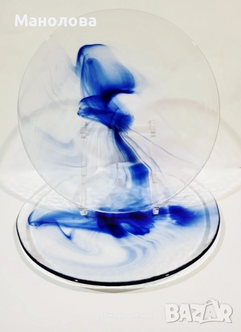 Винтидж стъклени чинии Bormioli Rocco Murano Blue Swirl, снимка 9 - Други ценни предмети - 52960399