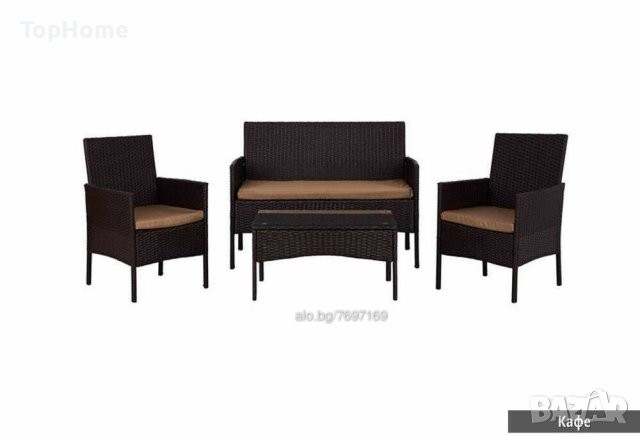 Градински Мебели От Ратан - 4 Части Черно/Кафяво, снимка 3 - Градински мебели, декорация  - 40149481