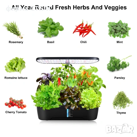 Домашна оранжерия за разсад STELS, Хидропоника, 4Л, LED, Черен, снимка 2 - Други - 53241547