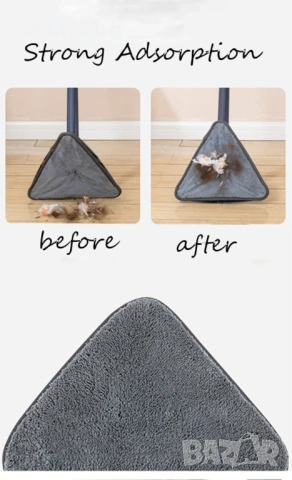 Разтегателен триъгълен MOP за почистване  360° с 3 парцала ПРОМОЦИЯ!, снимка 3 - Мопове, кофи, четки и метли - 53833267