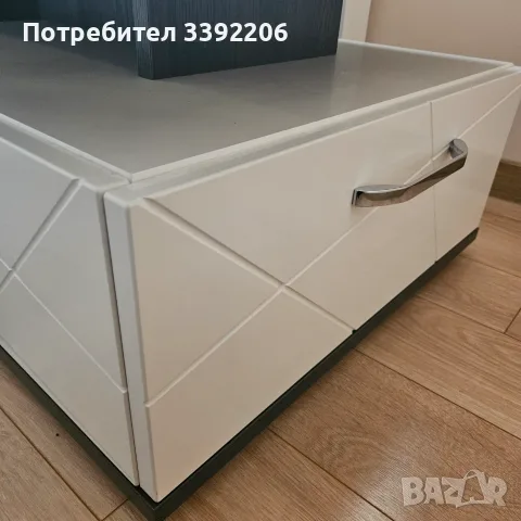 Холна маса 100x65 см с чекмедже – бял гланц / графит, снимка 7 - Маси - 55878126