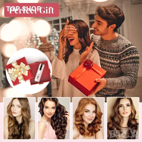 Безжична маша за къдрици, преносима автоматична маша, 6 температури и таймер, LCD дисплей, USB кабел, снимка 2 - Преси за коса - 48657235