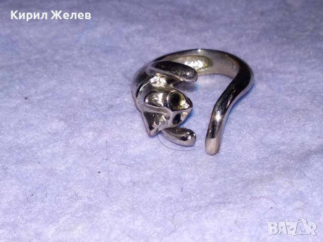 СТАР МЕДЕН НИКЕЛИРАН ФИГУРАЛЕН ВИНТИДЖ АРТ ПРЪСТЕН КОТЕ 38736