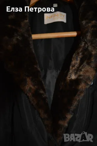 Зимно черно шушляково яке с яка от изкуствен косъм; 5XL÷6XL, снимка 3 - Якета - 43805849