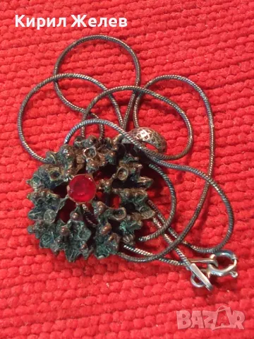 СТАР СКЪПОЦЕНЕН ПОСРЕБРЕН МЕДЕН МЕДАЛЬОН с НАТУРАЛЕН ГРАНАТ и СРЕБЪРНО КОЛИЕ СРЕБРО 925 ITALY 49773, снимка 16 - Антикварни и старинни предмети - 49886270