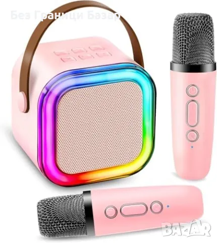 Нова Преносима караоке система с 2 микрофона, LED ефекти, Bluetooth за деца