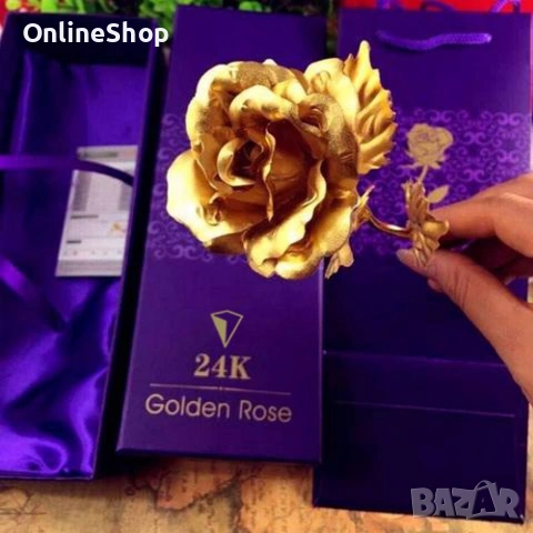 Златна роза 24 карата със стойка сърце, снимка 9 - Колиета, медальони, синджири - 53305800