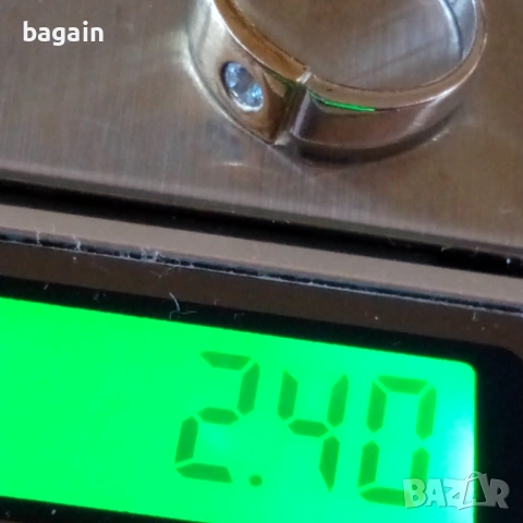 Сребърен пръстен с топаз и позлата., снимка 5 - Пръстени - 53113174