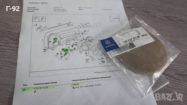 A1297273188/8412**NEU**MERCEDES-BENZ**W129**1991-1995**РЕШЕТКА ЗА ГОВОРИТЕЛЯ НА ВРАТИТЕ**МАЛКА**, снимка 9 - Части - 39355606