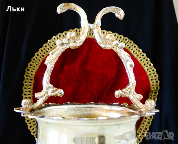 Посребрена медна захарница,поставка за лъжички JOHN'S. , снимка 2 - Антикварни и старинни предмети - 53404526