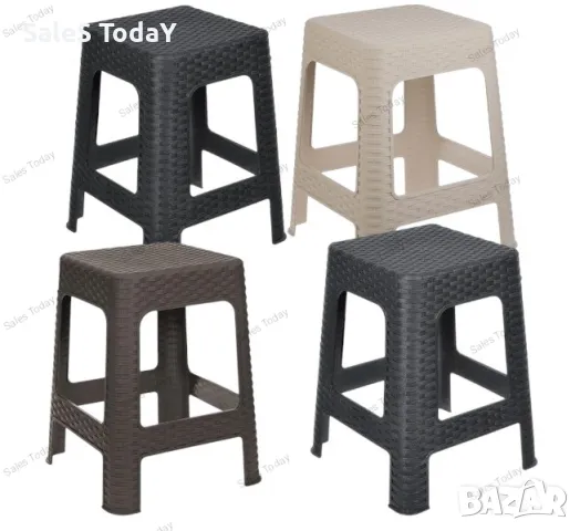 Табуретка, Пластмасова, 36.5x36.5x46см, 4 цвята