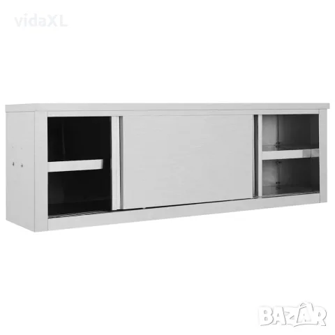 vidaXL Кухненски стенен шкаф с плъзгащи врати, 150x40x50 см, стомана, снимка 2 - Шкафове - 56147591