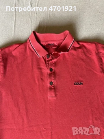 Мъжка червена тениска HUGO, снимка 2 - Тениски - 53216176