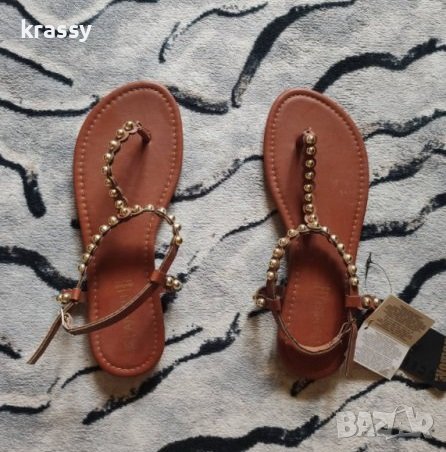 НОВИ ниски дамски сандали за плаж през пръста с капси (номер 38) в Сандали  в гр. Карлово - ID41288051 — Bazar.bg