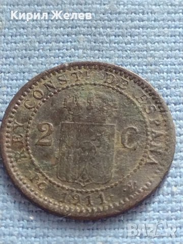 Рядка монета 2 сентавос 1911г. Испания за КОЛЕКЦИОНЕРИ 23908, снимка 3 - Нумизматика и бонистика - 42682434