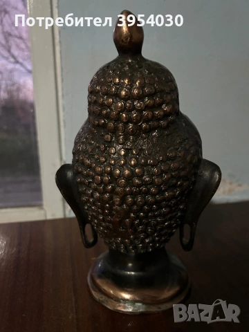 Тибетска старинна метална (глава) статуетка на Буда , снимка 3 - Статуетки - 53622015