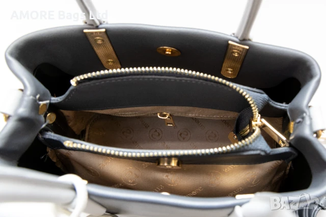 Класическа дамска чанта AMORE Alessia - Grey, снимка 3 - Чанти - 50657729