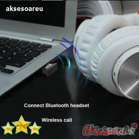 Безжичен USB адаптер Мини Bluetooth 5.0 приемник Безжичен аудио предавател за компютър лаптоп таблет, снимка 14 - Слушалки, hands-free - 41022865