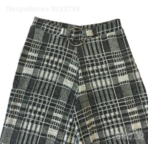 Zara Trafaluc плетен кариран панталон над глезена S, снимка 3 - Панталони - 41816058