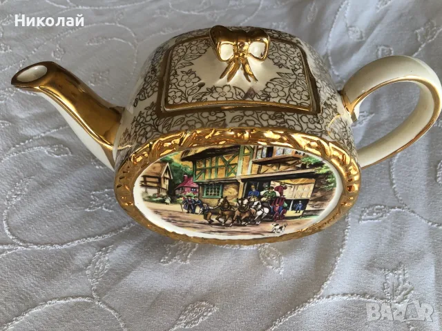 Уникален английски порцеланов чайник Sadler (1937-1947г.), рядкост, музеен клас, много запазен, снимка 6 - Антикварни и старинни предмети - 55874998