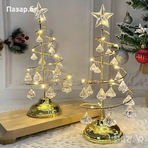 Акумулаторна нощна лампа LED нощна лампа коледна елха с ефект от диаманти., снимка 3 - Декорация за дома - 52501013