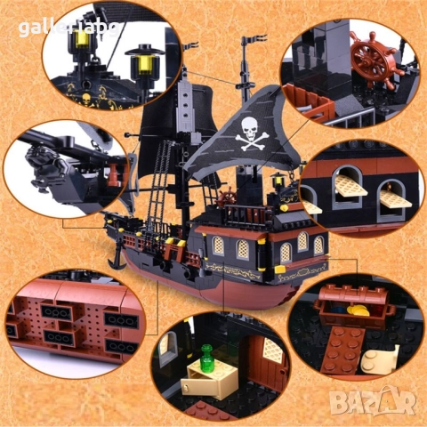 🏴‍☠️ Конструктор Pirate Ship – Черната Перла ⚓ (652 части), снимка 4 - Конструктори - 52086436