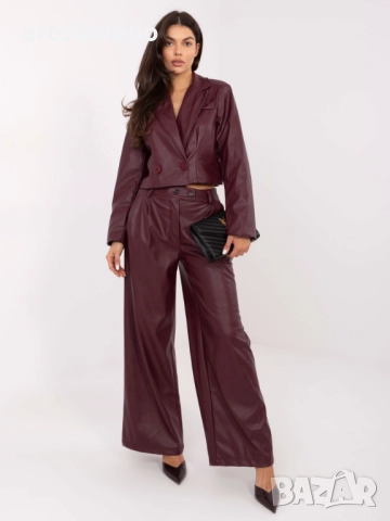 Дамски широки панталони от изкуствена кожа, 3цвята , снимка 10 - Панталони - 52369605