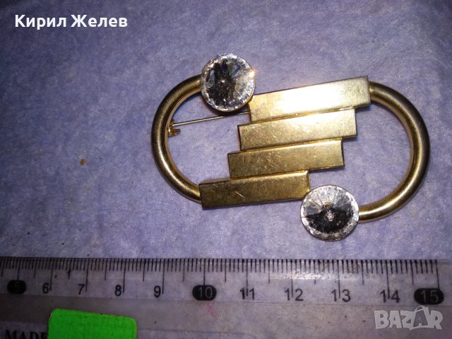 ПОЗЛАТЕНА АРТ ДЕКО БРОШКА НЕРЪЖДАЕМА СТОМАНА с ФАСЕТИРАНИ ИСКРЯЩИ БОХЕМСКИ КРИСТАЛИ 38629, снимка 7 - Други - 41682365