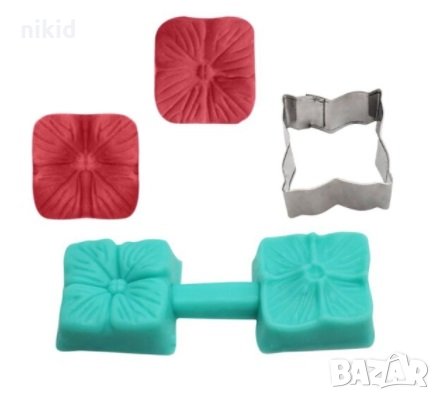 4 вида цвете вейнър + метален резец силиконов молд хортензия ипомея маргаритка петуния за фондан  , снимка 4 - Форми - 27110306