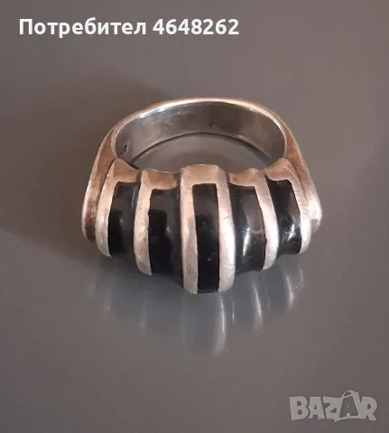 Сребърен пръстен 925 с черен оникс, снимка 3 - Пръстени - 55143128