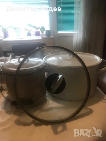 ЕМАЙЛИРАНИ СЪДОВЕ..КОТЛАРКА ЗА МЛЯКО 4.5 Л--НОВА ТЕНДЖ.11Л ВТОРА ЗАПАЗ. ЗАКАЛЕНО СТЪКЛО КАПАК Ф 28  , снимка 2 - Съдове за готвене - 48675031