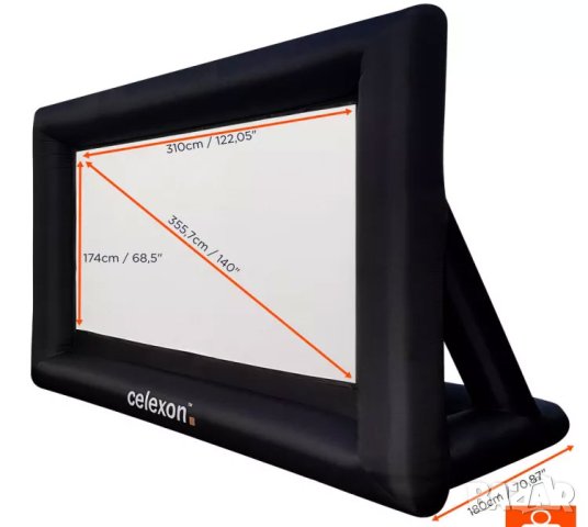 Надуваем екран за проектор Celexon INF200 139", 16:9, 310x174 см, снимка 4 - Плейъри, домашно кино, прожектори - 41082786