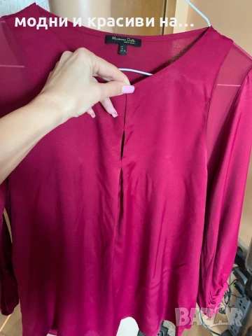 Дамска риза Massimo Dutti, цвят фуксия, размер L, снимка 9 - Ризи - 53525791