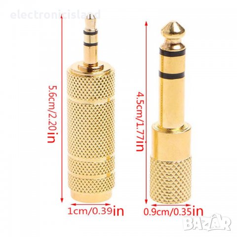 Преходник 6.25 мм Стерео жак M към 3.5мм Стерео жак F или обратният вариант, златист, снимка 2 - Други - 39959322
