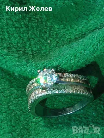 СКЪПОЦЕНЕН СРЕБЪРЕН ПРЪСТЕН СРЕБРО 925 с БЯЛА ПОЗЛАТА и ФАСЕТИРАНИ ЦИРКОНИ и МОЙСАНИТ КАМЪНИ 36964, снимка 11 - Пръстени - 49981842