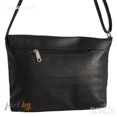 Черна дамска чанта с ефектно закопчаване, снимка 3 - Чанти - 50709672