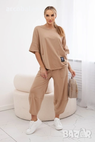 Дамски памучен комплект блуза + панталон, 11цвята , снимка 9 - Комплекти - 46468554