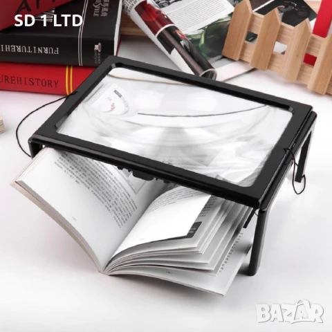 Лупа за четене с LED осветление Hands Free Magnifier А4 увеличителна настолна Преносима LED лупа за , снимка 2 - Други - 51365809