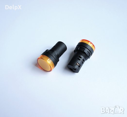 Индикаторна LED лампа жълта 220V 0,02A Ф22mm  