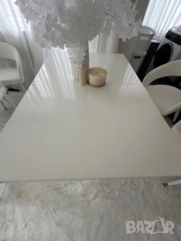 Бяла разтегателна маса гланц , айко, снимка 6 - Маси - 53470053