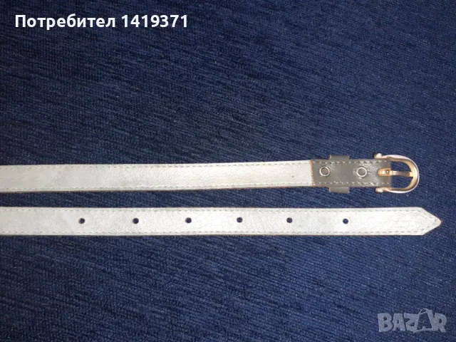 Красив сив кожен дамски колан с дължина 93 см, снимка 4 - Колани - 48110414