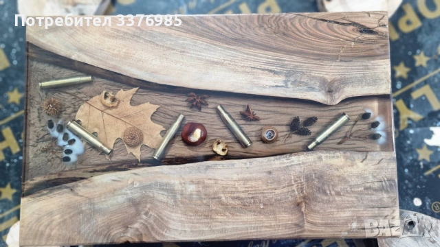 Налични ловджийски дъски, плата, подноси от епоксидна смола и орех, снимка 5 - Декорация за дома - 41382105