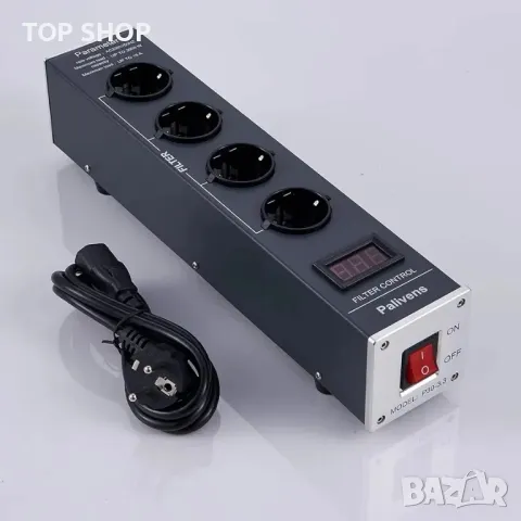 Pailvens Mains Filter Power Strip HiFi 4-посочен контакт за филтър за смущения с LCD дисплей, снимка 2 - Друга електроника - 48747625