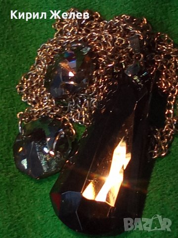 РАЗКОШНО КОЛИЕ ФЕШЪН ОГЪРЛИЦА БЛАГОРОДНА СТОМАНА с ФАСЕТИРАН ОПУШЕН КРИСТАЛ / КВАРЦ 37110, снимка 17 - Колиета, медальони, синджири - 41681958