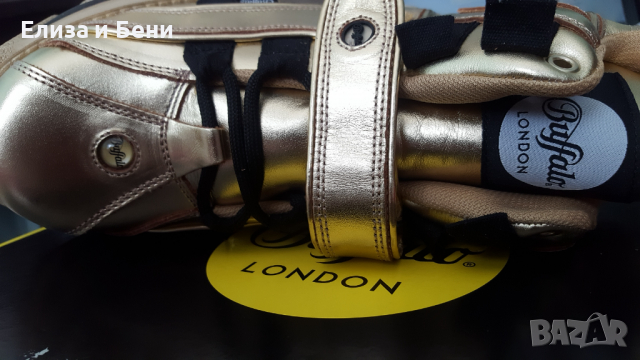 екстравагантни кецове естествена кожа с платформа, с кутия Buffalo gold platform sneakers high top, снимка 12 - Дамски боти - 36282776