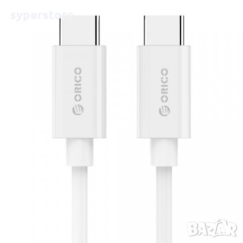 Кабел USB3.1 Type C Мъжко-Мъжко 1m Бял 3A За бързо Зареждане Orico BCU-10-WH-BP Cable USB Type C M/M, снимка 2 - Кабели и адаптери - 34333224