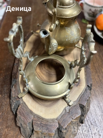 Жесток комплект от месингов чайник и елегантна орнаментирана стойка♥️ йник. , снимка 7 - Други - 52487650