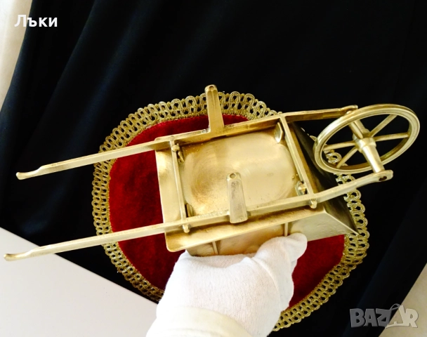 Бронзова поставка,стойка за бутилка,ръчна количка 720 гр. , снимка 7 - Антикварни и старинни предмети - 51609459